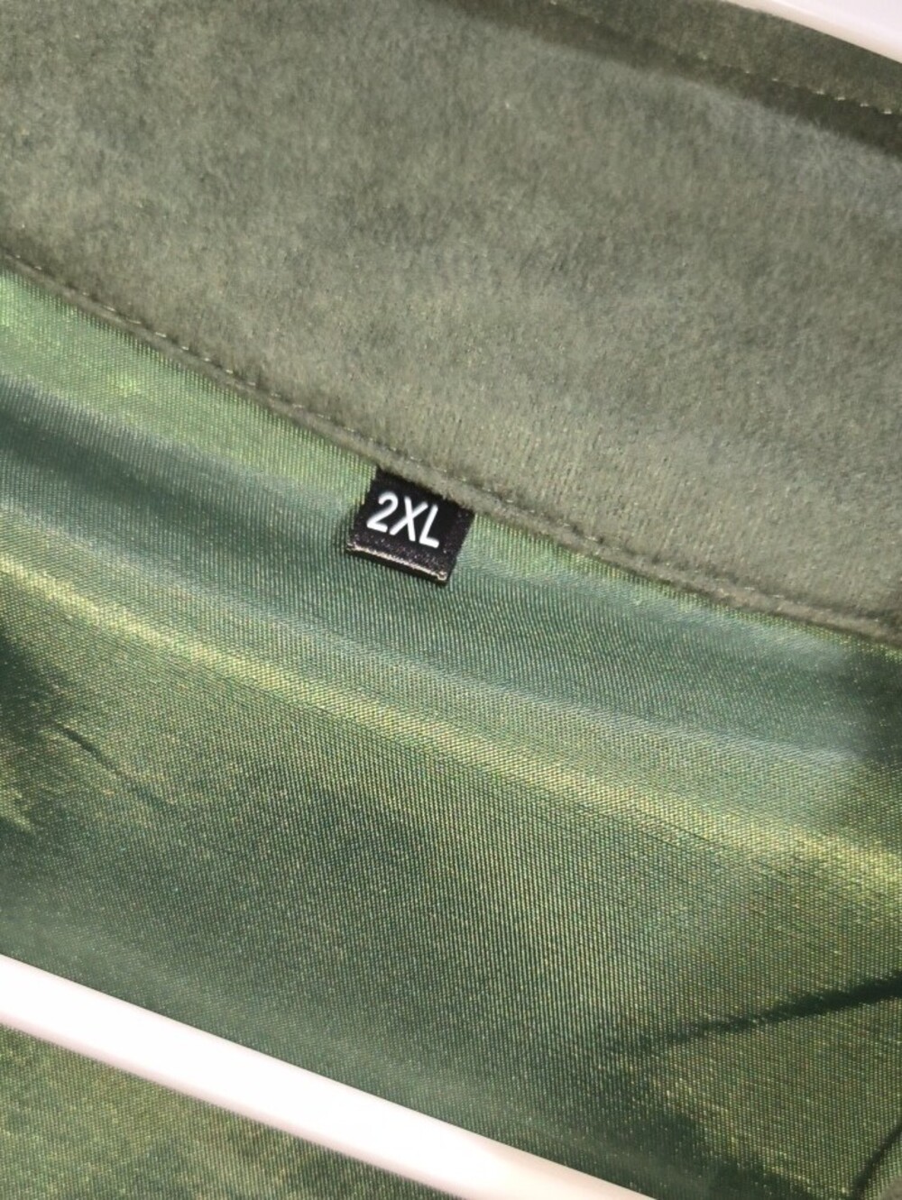 Men's Suede-Effect Bomber Jacket - Dark Green - Picture 3 of 3